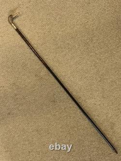 Antique Petite Ladies Walking Stick Hand-Carved Duck Handle Brass Collar