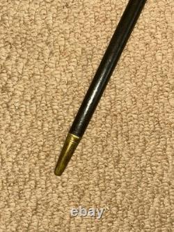 Antique Petite Ladies Walking Stick Hand-Carved Duck Handle Brass Collar