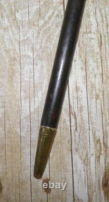 Antique Petite Ladies Walking Stick Hand-Carved Duck Handle Brass Collar