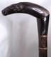 Antique Polished Carved Rams Head Horn Handle Stacked Shaft Walking Stick Cane