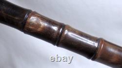 Antique Polished Carved Rams Head Horn Handle Stacked Shaft Walking Stick Cane Antique Polished Carved Rams Head Horn Handle Stacked Shaft Walking Stick Cane