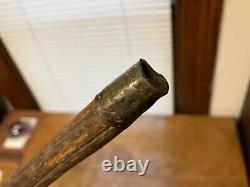 Antique Primitive Folk Art Hand Carved Wooden Fox or Wolf Cane Walking Stick