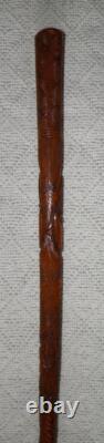 Antique Qing Dynasty Chinese Oriental Treen All Hand Carved Walking Stick / Cane