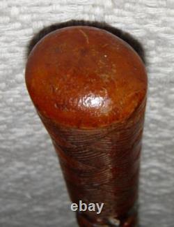 Antique Qing Dynasty Chinese Oriental Treen All Hand Carved Walking Stick / Cane