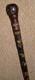 Antique Qing Dynasty Walking Stick Cane Chinese Oriental Entirely Carved Insects
