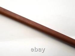 Antique-Quality Silver Ball Topped Carved Yew Wood Walking Stick-London-c1920