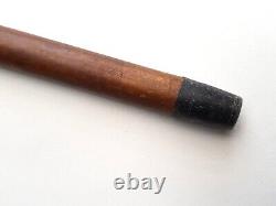 Antique-Quality Silver Ball Topped Carved Yew Wood Walking Stick-London-c1920