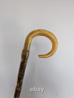 Antique Rams Horn Shepherds Crook Walking Stick Carved Handle 97cm (38.5)