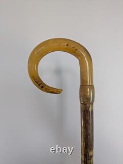 Antique Rams Horn Shepherds Crook Walking Stick Carved Handle 97cm (38.5)
