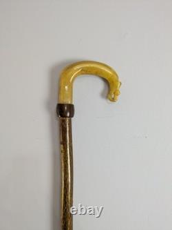 Antique Rams Horn Shepherds Crook Walking Stick Thistle Carved Handle 106cm