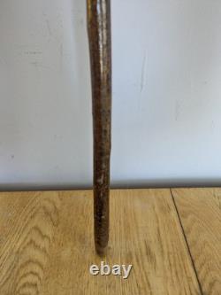 Antique Rams Horn Shepherds Crook Walking Stick Thistle Carved Handle 94cm (37)