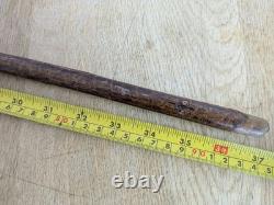Antique Rams Horn Shepherds Crook Walking Stick Thistle Carved Handle 94cm (37)