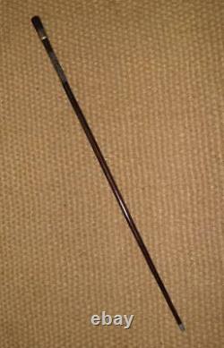 Antique Repousse Nickel Silver Ebony Hand Carved Ladies Walking Stick/Cane