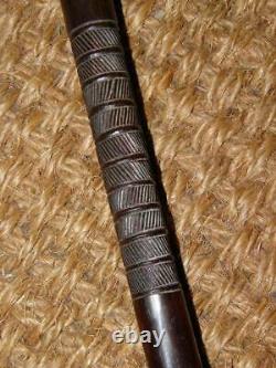 Antique Repousse Nickel Silver Ebony Hand Carved Ladies Walking Stick/Cane