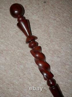 Antique Rosewood Traditional Carved African Tribal Staff/Walking Stick 101cm