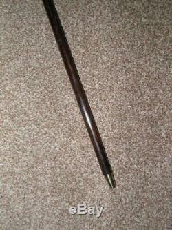 Antique Rosewood Walking Stick/Cane With A Carved Snarling Dogs Head Top