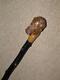 Antique Rustic Blackthorn Hand-Carved Mans Head Top Walking Stick/Cane 87cm