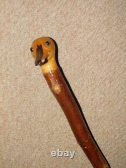 Antique Rustic Bramble Walking Stick/Cane With Hand-Carved Duck Head 89.5cm