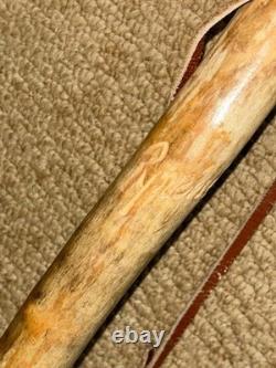 Antique Rustic Hazel Pyrenees Walking Hiking Stick Cane Hand-Carved Bear Top