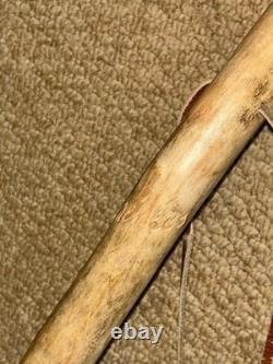 Antique Rustic Hazel Pyrenees Walking Hiking Stick Cane Hand-Carved Bear Top