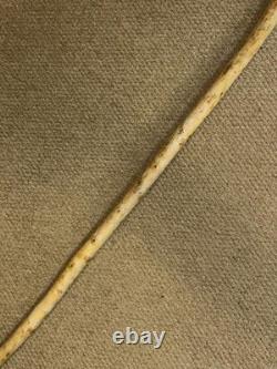 Antique Rustic Hazel Pyrenees Walking Hiking Stick Cane Hand-Carved Bear Top