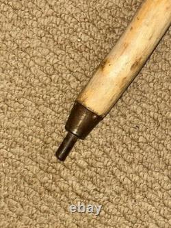 Antique Rustic Hazel Pyrenees Walking Hiking Stick Cane Hand-Carved Bear Top