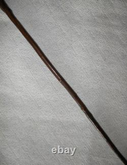 Antique Rustic Hazel Walking Stick Cane Grotesque Hand-Carved Animal Glass Eyes Antique Rustic Hazel Walking Stick Cane Grotesque Hand-Carved Animal Glass Eyes