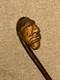 Antique Rustic Hazel Walking Stick Cane Large Grotesque Hand-Carved Man's Head