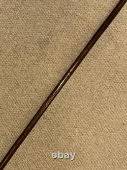 Antique Rustic Hazel Walking Stick Cane Large Grotesque Hand-Carved Man's Head