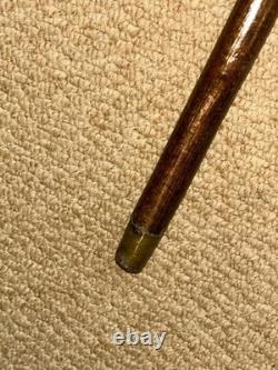 Antique Rustic Hazel Walking Stick Cane Large Grotesque Hand-Carved Man's Head