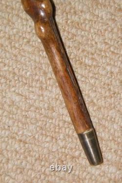 Antique Rustic Hedge Wood Hand Carved Lincoln Imp Walking Stick Cane Glass Eyes