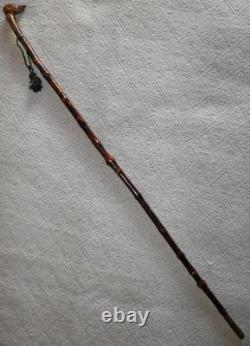 Antique Rustic Stick Cane Grotesque Hand Carved Head Depicting Matthew Parker