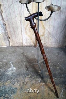 Antique Rustic Thornwood Walking Stick Carved'Old Gibbeting Field' c. 1900