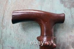 Antique Rustic Thornwood Walking Stick Carved'Old Gibbeting Field' c. 1900