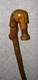 Antique Rustic Treen Walking Stick /Cane Carved Hand Holding Miners Lamp 93cm