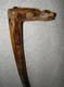 Antique Rustic Walking Stick / Cane Entirely Hand-Carved Animal Head Glass Eyes
