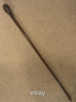 Antique Rustic Walking Stick Cane Hand Carved Bearded Man Top