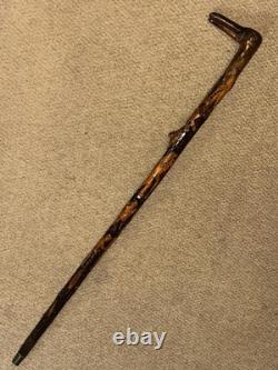 Antique Rustic Walking Stick / Cane Hand-Carved Builders & Animals