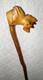 Antique Rustic Walking Stick / Cane Hand-Carved Crowing Cockerel Top Glass Eyes