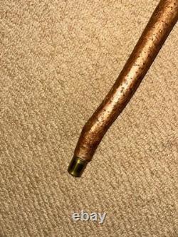 Antique Rustic Walking Stick Cane Hand-Carved Dove Bird Top Glass Eyes
