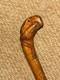 Antique Rustic Walking Stick Cane Hand-Carved Eagle Holding Snake