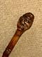 Antique Rustic Walking Stick / Cane Hand-Carved Grotesque Head & Faces Shaft