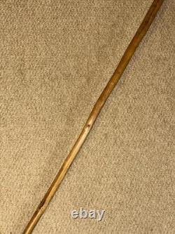 Antique Rustic Walking Stick Cane Hand-Carved Long Haired Rabbit Handle