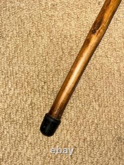 Antique Rustic Walking Stick Cane Hand-Carved Long Haired Rabbit Handle