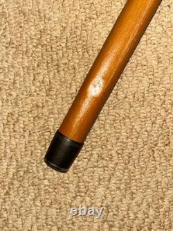 Antique Rustic Walking Stick Cane Hand-Carved Man Head Top & Glass Eyes