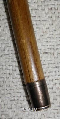 Antique Rustic Walking Stick Cane Hand-Carved Man Musician With Instrument Oboe
