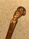 Antique Rustic Walking Stick Cane Hand-Carved Man's Head Top & Glass Eyes