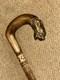 Antique Rustic Walking Stick Cane Hand-Carved Tiger Head Handle & Floral Shaft