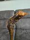 Antique Rustic Walking Stick Hand-Carved- Fox Head At Top