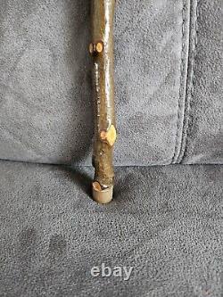 Antique Rustic Walking Stick Hand-Carved- Fox Head At Top